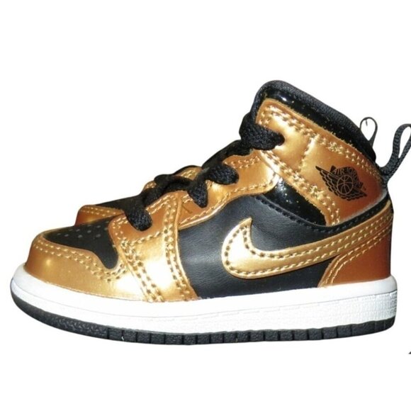 Nike Air Jordan 1 Mid Retro Metallic Gold Toddler 4C DM6217-001 - Picture 1 of 9